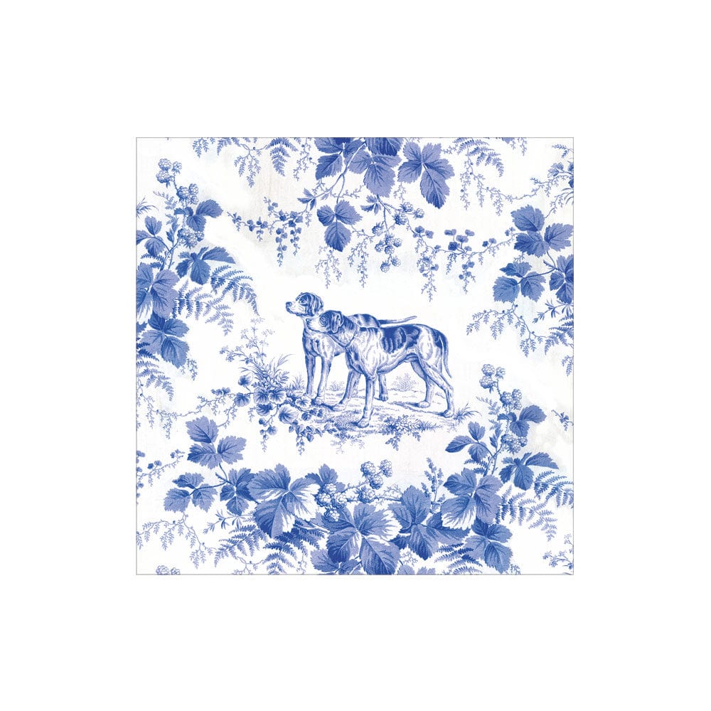 Caspari Hunting Toile Blue Napkin, Cocktail