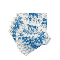 Caspari Hunting Toile Blue Napkin, Cocktail