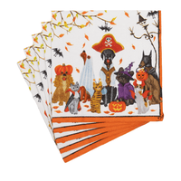 Caspari Halloween Pets Recycled Napkin, Luncheon