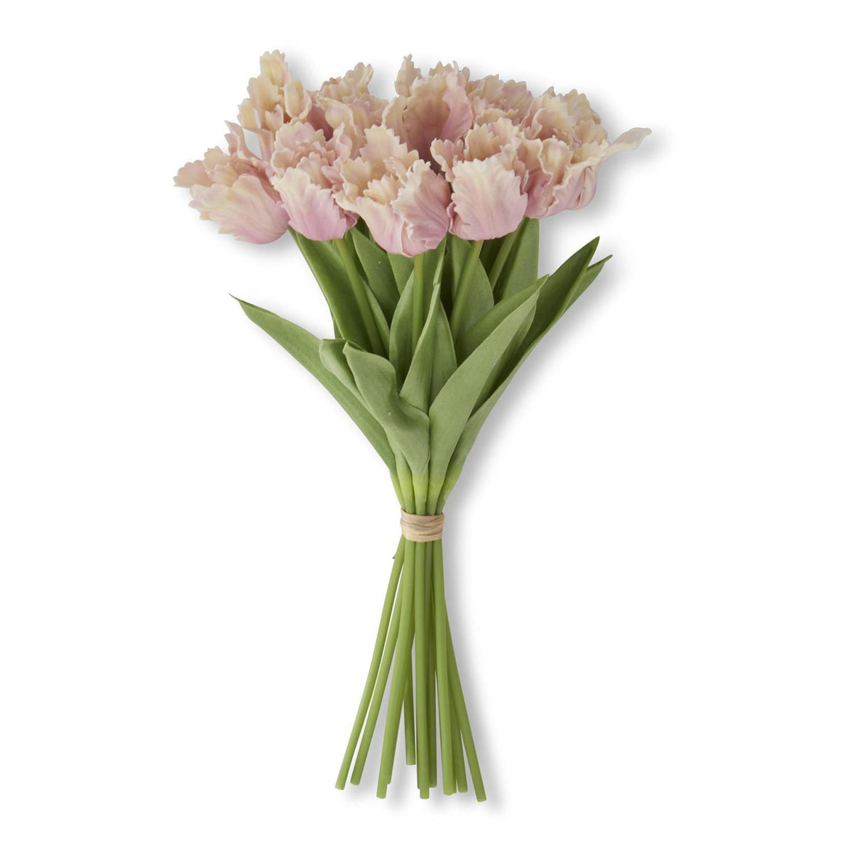 13" Pink & Cream Real Touch Parrot Tulip Bundle of 12