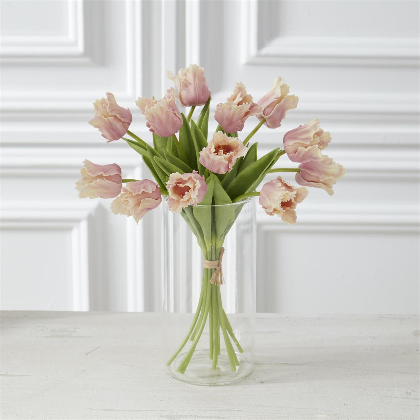 13" Pink & Cream Real Touch Parrot Tulip Bundle of 12