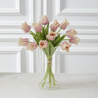 13" Pink & Cream Real Touch Parrot Tulip Bundle of 12