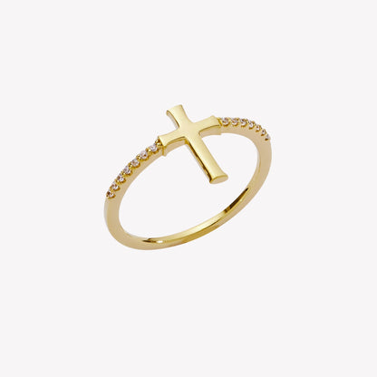 Luminous Cross Pavé Ring