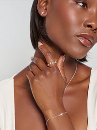 Rizen Jewelry Luminous Pavé Cross Chain Breaker Ring, Sterling silver 7