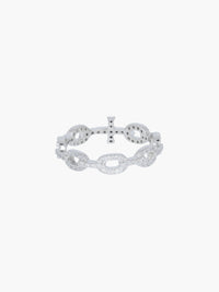Rizen Jewelry Luminous Pavé Cross Chain Breaker Ring, Sterling silver 7