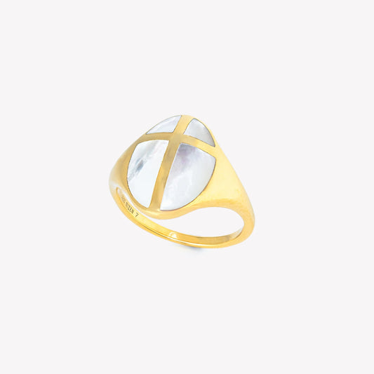 Mother Of Pearl Cross Ring