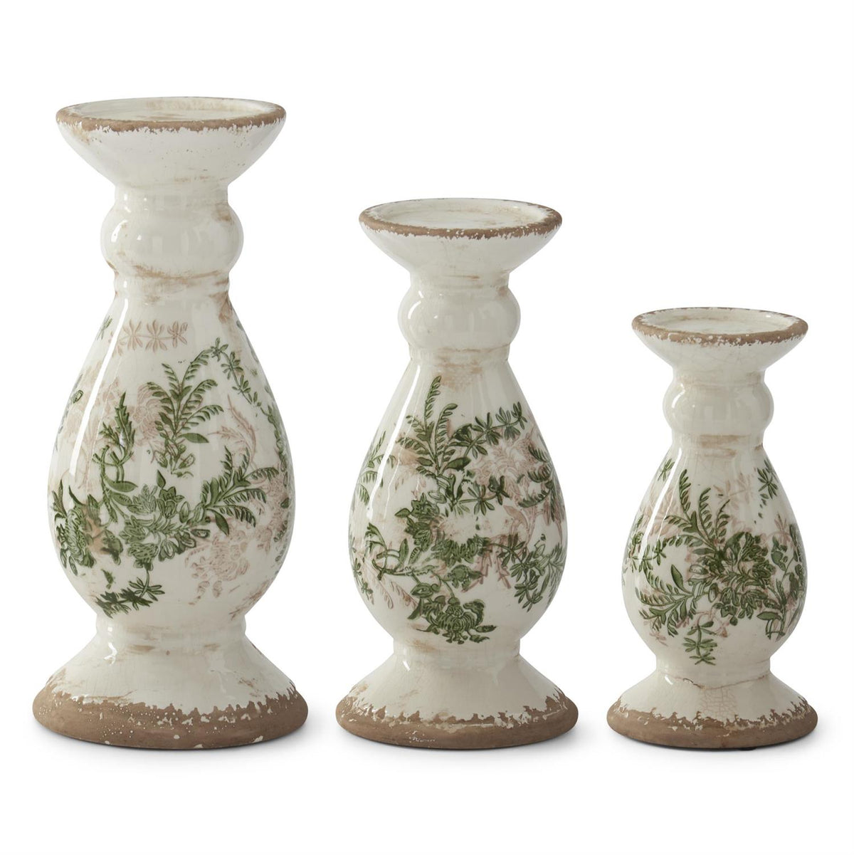 Green & Cream w/Brown Crackled Ceramic Risers