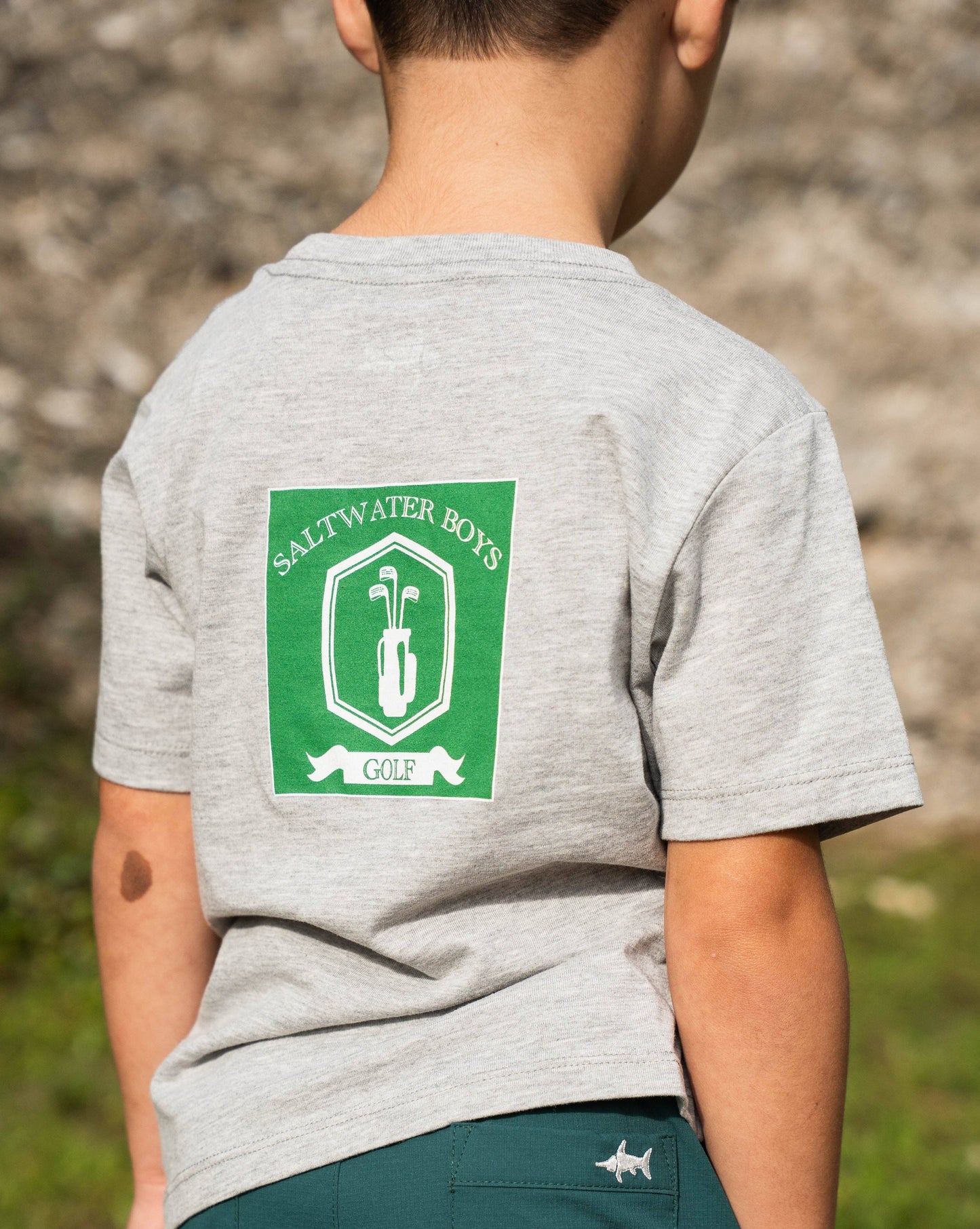 Green Golf Bag T-Shirt - Heather Grey