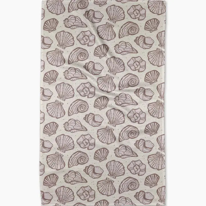 Retro Coastal Seashells in Neutral Tea Towel