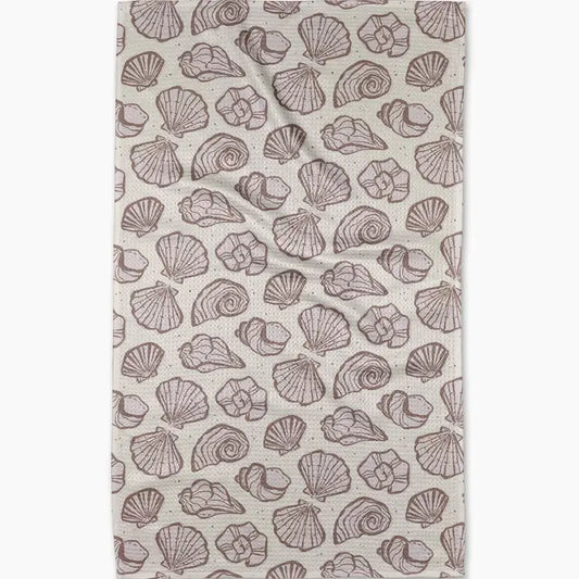 Retro Coastal Seashells in Neutral Tea Towel