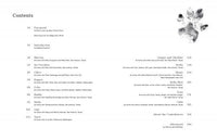 The table of contents in "At Home with Dogs" by Schiffer Publishing, Ltd. features a black paw print in the upper right. Chapters highlight rescue dogs by name, plus page numbers, section titles, author names, and each adopted dog's location.