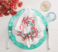 Coral Spray Napkin in White, Coral & Turquoise