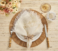 Shell Fringe Napkin Ring in Ivory & Brown