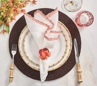 Knotted Edge Napkin in White, Natural & Orange