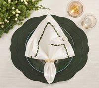 Swag Napkin in White, Green & Gold