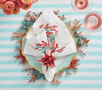Coral Spray Napkin in White, Coral & Turquoise