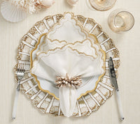 Shell Fringe Napkin Ring in Ivory & Brown