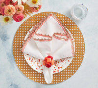Knotted Edge Napkin in White, Natural & Orange
