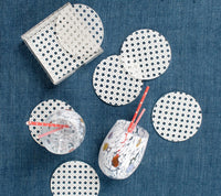 Reed Coasters in White, Set of 6 in a Caddy