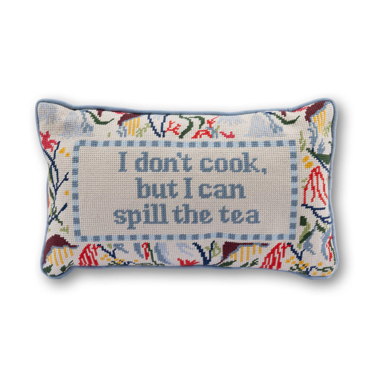 Spill the Tea Needlepoint Pillow