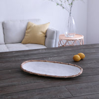 Beatriz Ball VIDA Bamboo Medium Oval Platter (White and Natural)
