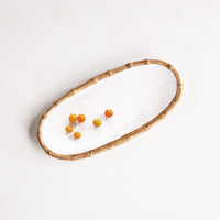 Beatriz Ball VIDA Bamboo Medium Oval Platter (White and Natural)