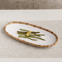 Beatriz Ball VIDA Bamboo Medium Oval Platter (White and Natural)
