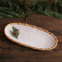 Beatriz Ball VIDA Bamboo Medium Oval Platter (White and Natural)