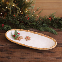 Beatriz Ball VIDA Bamboo Medium Oval Platter (White and Natural)
