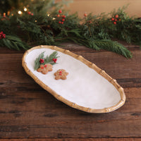 Beatriz Ball VIDA Bamboo Medium Oval Platter (White and Natural)
