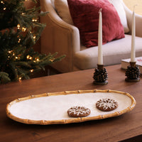Beatriz Ball VIDA Bamboo Medium Oval Platter (White and Natural)