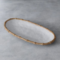 Beatriz Ball VIDA Bamboo Medium Oval Platter (White and Natural)