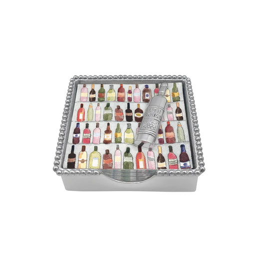 Wine Bottle Beaded Napkin Box Set