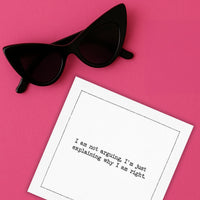 Snarky Quotes - White Cotton Cocktail Napkins
