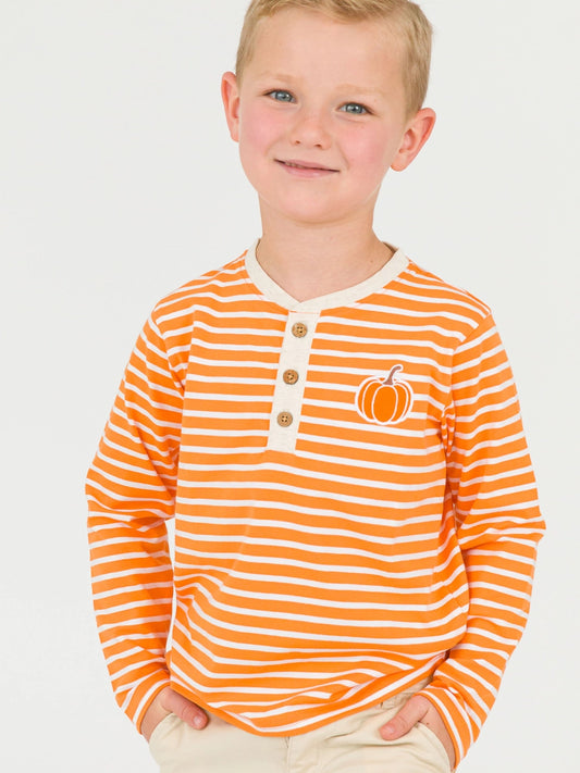 Striped Pumpkin Long Sleeve Tee