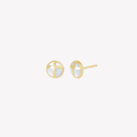 Mother Of Pearl Cross Dome Stud Earrings