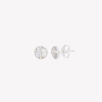 Mother Of Pearl Cross Dome Stud Earrings