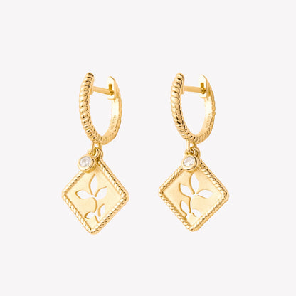 Olive Leaf Hoop Earrings