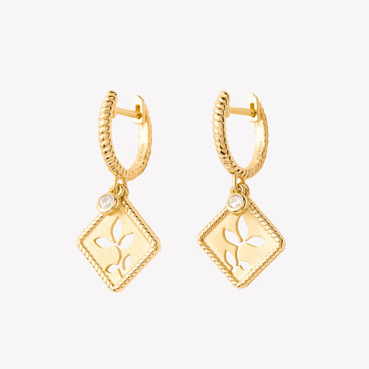 Olive Leaf Hoop Earrings