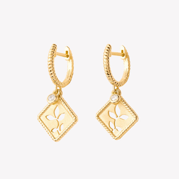 Olive Leaf Hoop Earrings