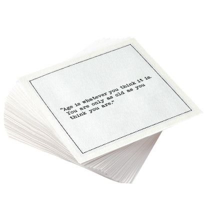 Birthday Quotes - White Cotton Cocktail Napkins