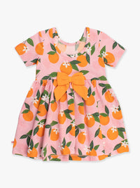 Girls Orange You The Sweetest Short Sleeve Knit Twirl Dress