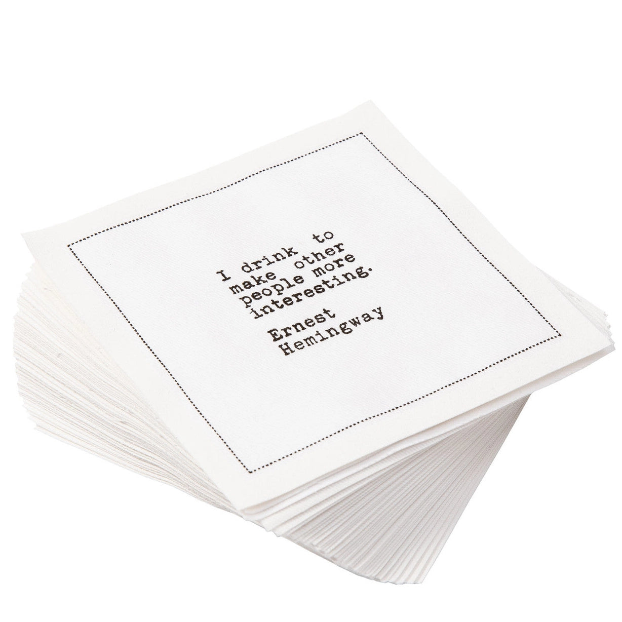 Drinking Quotes - White Cotton Cocktail Napkins