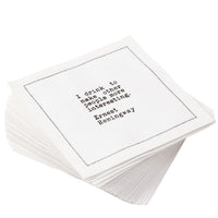 Drinking Quotes - White Cotton Cocktail Napkins