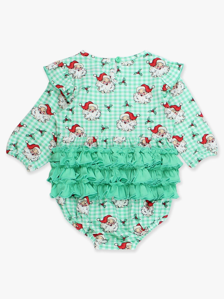 Green Dear Santa Long Sleeve Bubble Romper