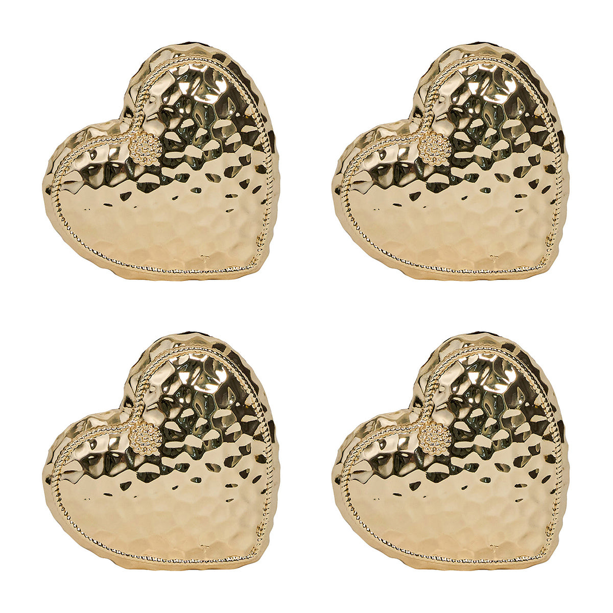 Berry & Thread Heart Place Card Holder Set/4 - Gold Band