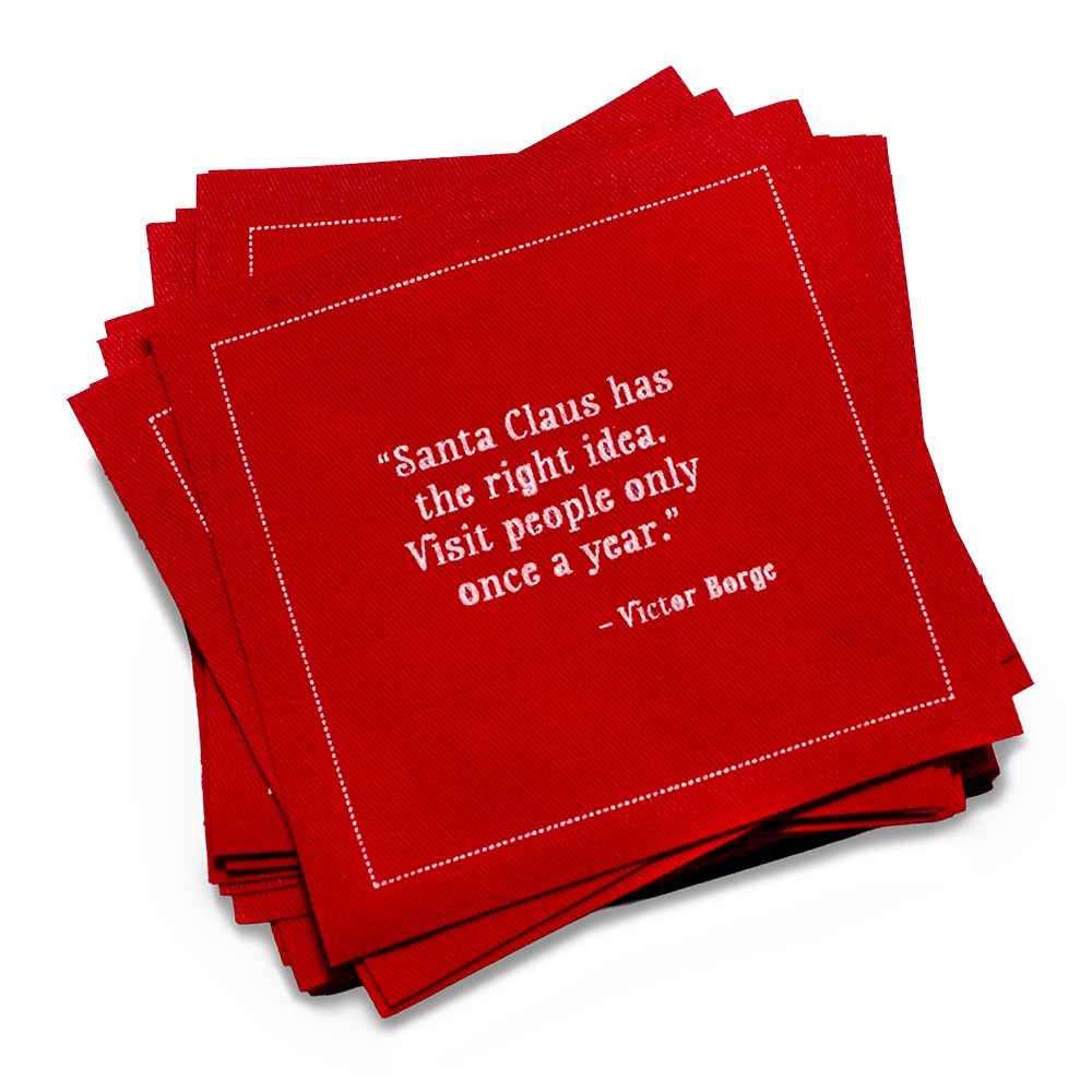 Christmas Quotes - Red Cotton Cocktail Napkins