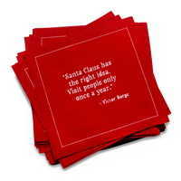 Christmas Quotes - Red Cotton Cocktail Napkins