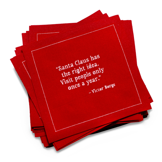 Christmas Quotes - Red Cotton Cocktail Napkins