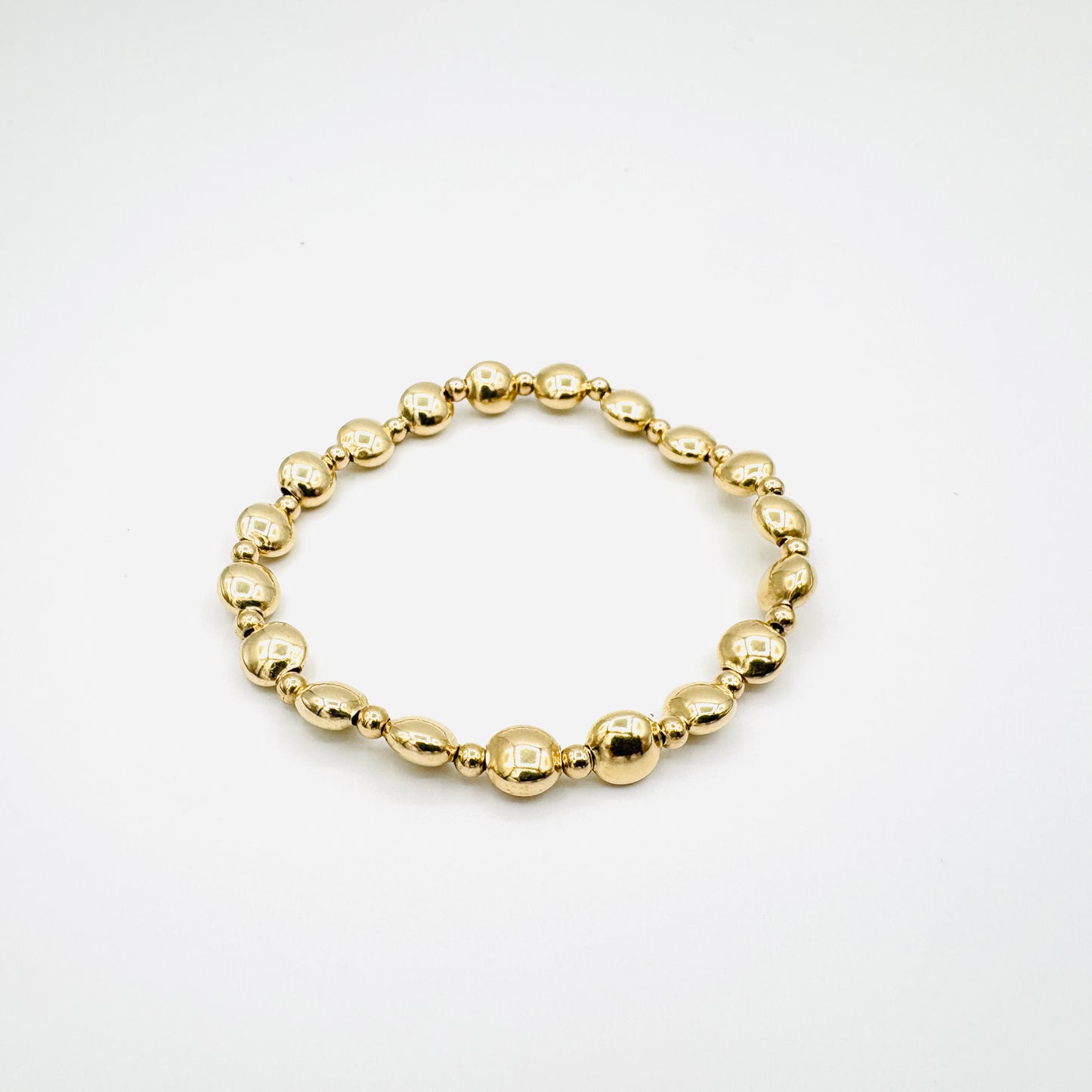 Honesty Gold Grateful Pattern 6mm Bead Bracelet